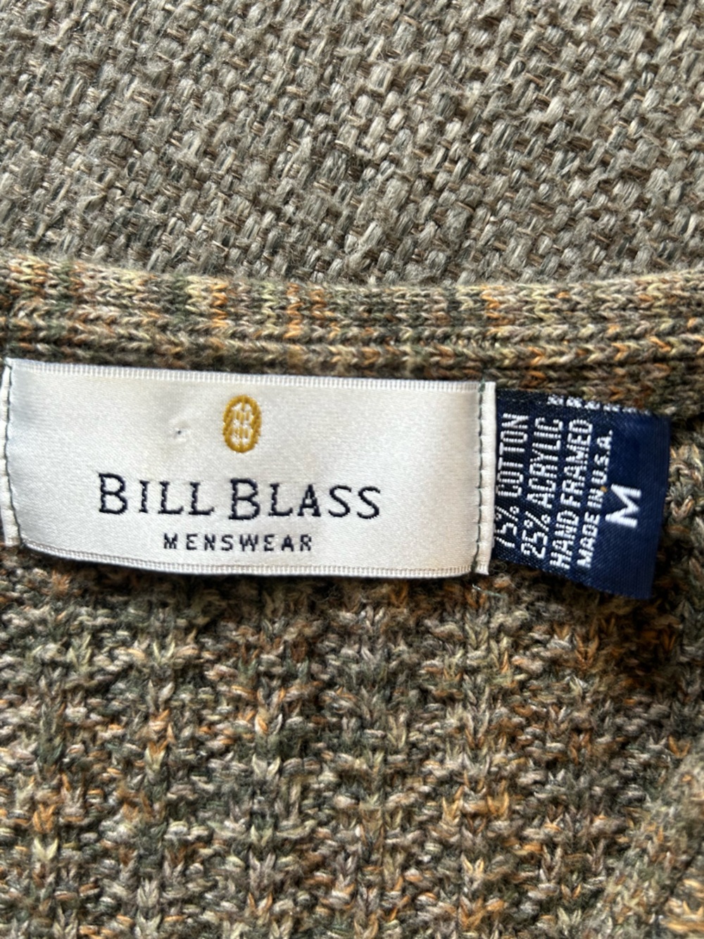 Vintage 1990’s Bill Blass Marled Green V-Neck Pullover Sweater | Medium - Picture 7 of 9